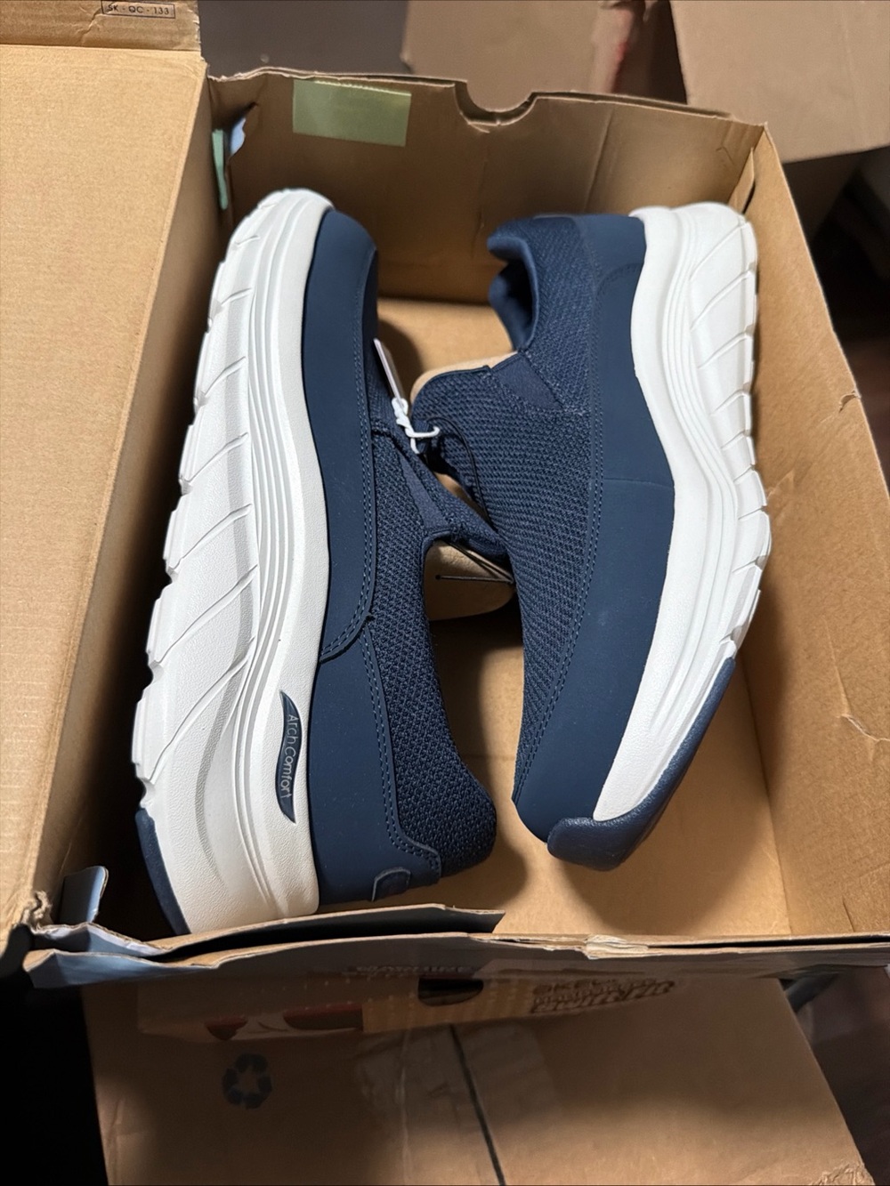 Skechers Arch Comfort Flex Men's Size 12 Slip-On Shoes Navy Relaxed Fit 66751S